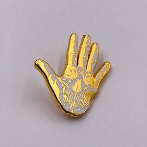 Skull Hand Gold Enamel Pin